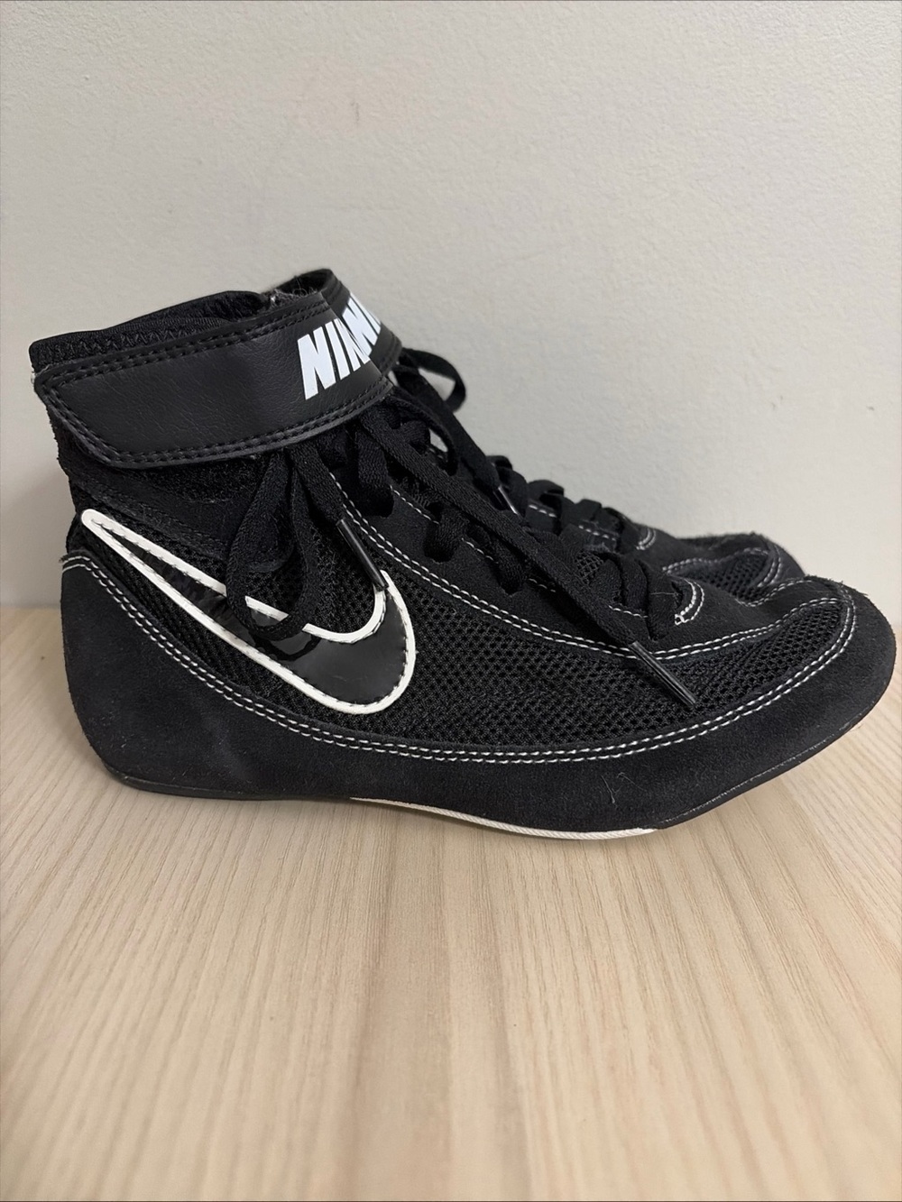 Nike Black and White High-Top Wrestling/Training Shoes size 4Y